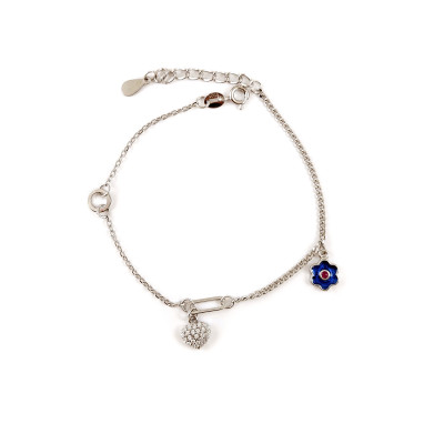 Blue Flower - Сребърна гривна, проба 925