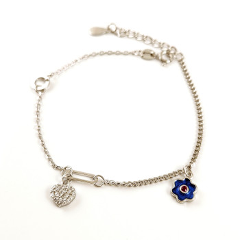 Blue Flower - Сребърна гривна, проба 925