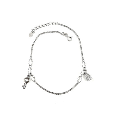 Silver key - сребърна гривна за крак, проба 925