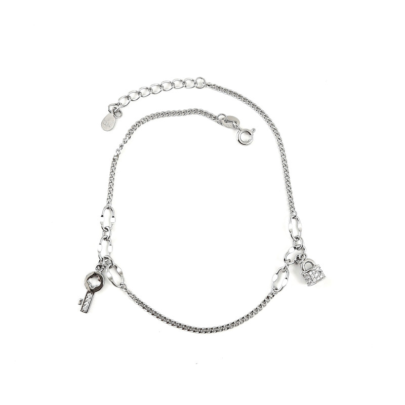 Silver key - сребърна гривна за крак, проба 925