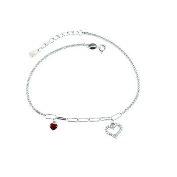 Love - сребърна гривна за крак, проба 925