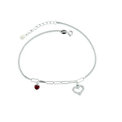 Love - сребърна гривна за крак, проба 925