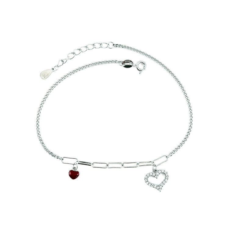 Love - сребърна гривна за крак, проба 925