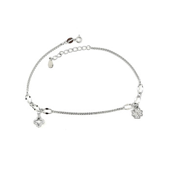Lucky charm - сребърна гривна за крак, проба 925