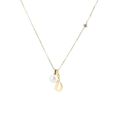 D and a pearl - Сребърно колие със златно покритие и естествена перла. D and a pearl - Сребърно колие със златно покритие и естествена перла.