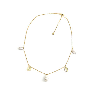 Hanging pearls - Сребърно колие със златно покритие и естествени перли. Hanging pearls - Сребърно колие със златно покритие и естествени перли.