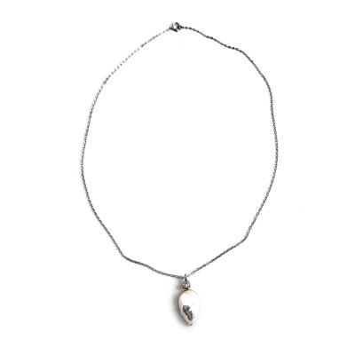 Rhodium-plated pearl necklace - Сребърно колие, проба 925 с естествена перла. 
