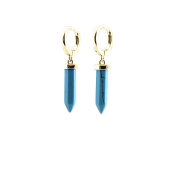 Blue Stone - Сребърно обеци със златно покритие и тюркоаз.