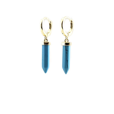 Blue Stone - Сребърно обеци със златно покритие и тюркоаз. Blue Stone - Сребърно обеци със златно покритие и тюркоаз.